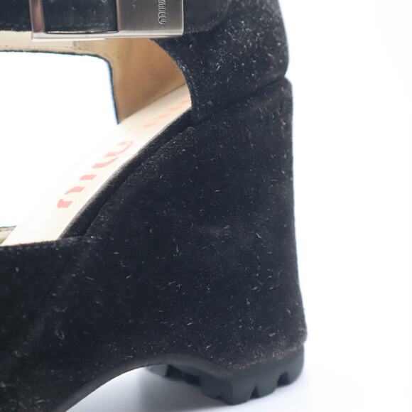 Miu Miu Vintage 90's Mary Jane Suede Wedges Size 38 - Picture 11 of 12